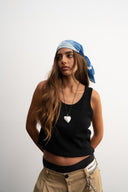 balck cotton tank top, 100% cotton fabric, stretch fit, Sleeves Studios logo on back, SMILE BABY text printed