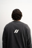 Washed grey 310gsm cotton long sleeve shirt, loose slightly cropped fit, bold “1997” graphic and Sleeves Studios logo on front, soft feel with structured drape