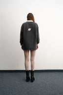 Washed grey 310gsm cotton long sleeve shirt, loose slightly cropped fit, bold “1997” graphic and Sleeves Studios logo on front, soft feel with structured drape