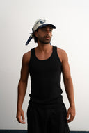 balck cotton tank top, 100% cotton fabric, stretch fit, Sleeves Studios logo on back, SMILE BABY text printed
