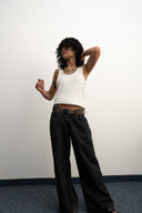 White cotton tank top, 100% cotton fabric, stretch fit, Sleeves Studios logo on back, SMILE BABY text printed