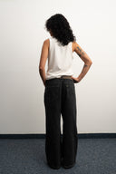 White cotton tank top, 100% cotton fabric, stretch fit, Sleeves Studios logo on back, SMILE BABY text printed